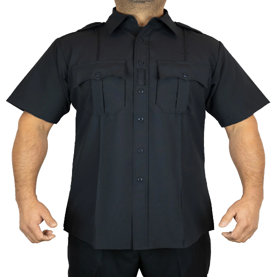 [CUSTOMIZED] 100% Polyester 4 Pocket Hidden Zipper Uniform Shirt - Short Sleeve