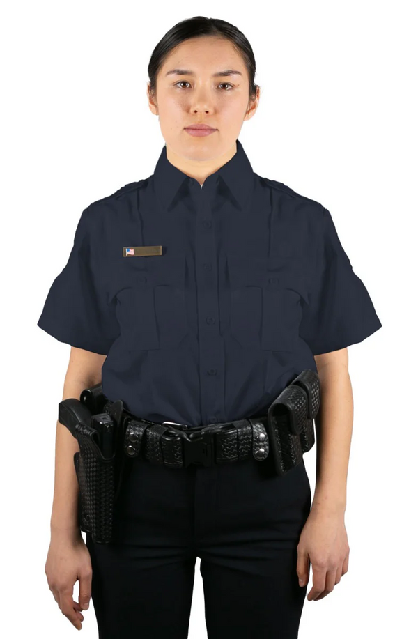 [CUSTOMIZED] Womens 100% Polyester 4 Pocket Hidden Zipper Uniform Shirt - Short Sle