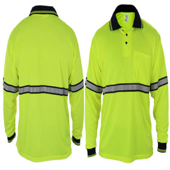 [CUSTOMIZED] First Class High Visibility Long Sleeve Polo Shirts with Reflective St