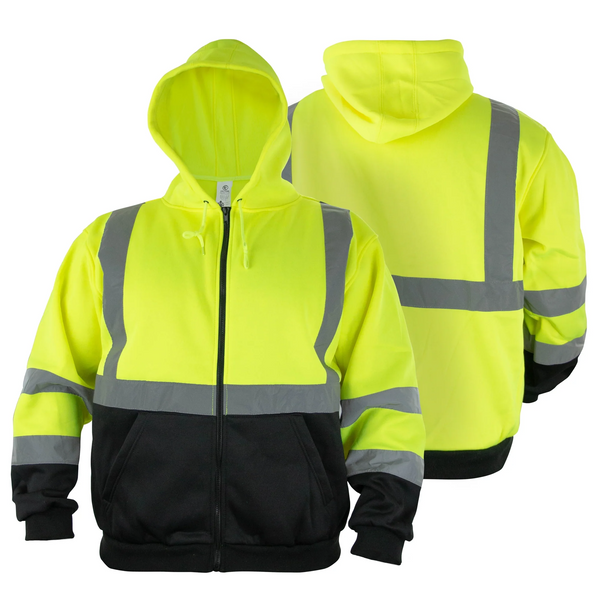 [CUSTOMIZED] Hi-Visibility Safety Thermal Zippered Hoodie (Lime Green/Black)