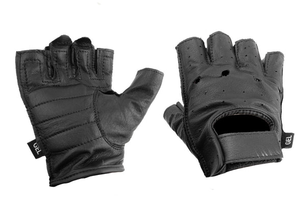 Fingerless Leather Work Gloves with Gel Pads