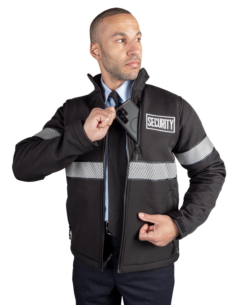 Shell Security Uniform Ryno Gear Reflective Security Soft Shell Jacket with Stripes – Uniform ...