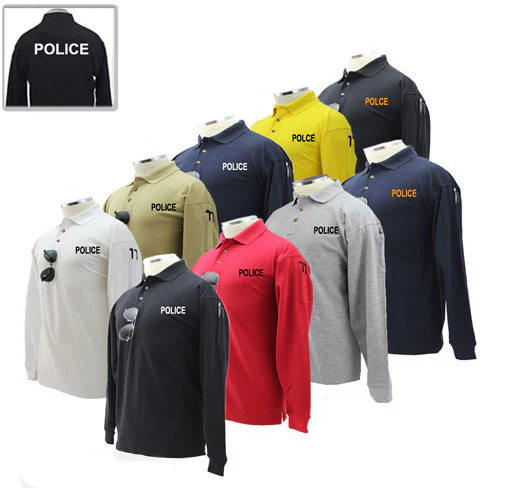 [CUSTOMIZED] Police Preshrunk 100% Polycotton Tactical Long Sleeve Polo Shirt