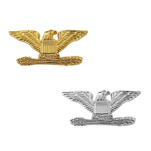 Small Pair Colonel Eagle Rank Insignia Metal Silver Finish 