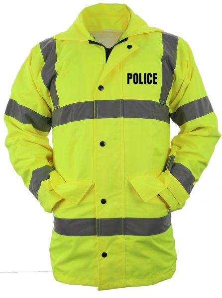 Ex Police Hi Vis Water Resistant Jacket With Silver Reflective Strips 